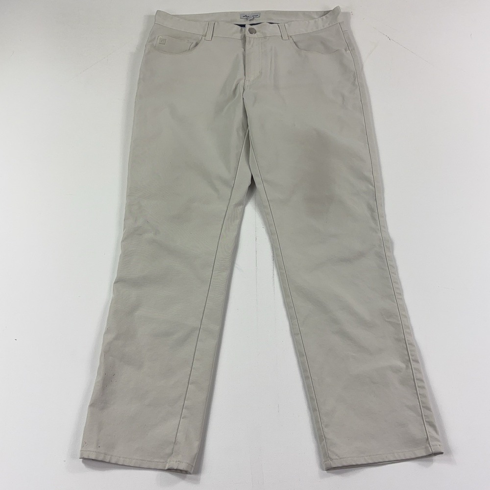 Peter Millar Pants Mens 35x30 Beige Microfiber Chino Straight 5 Pocket Golf